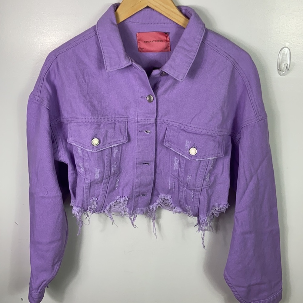 Lavender cropped jean jacket - Picture 3 of 7